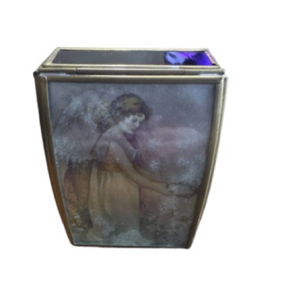 Vintage Decorative Thomas Cathey collection music Box with Woman Illustration